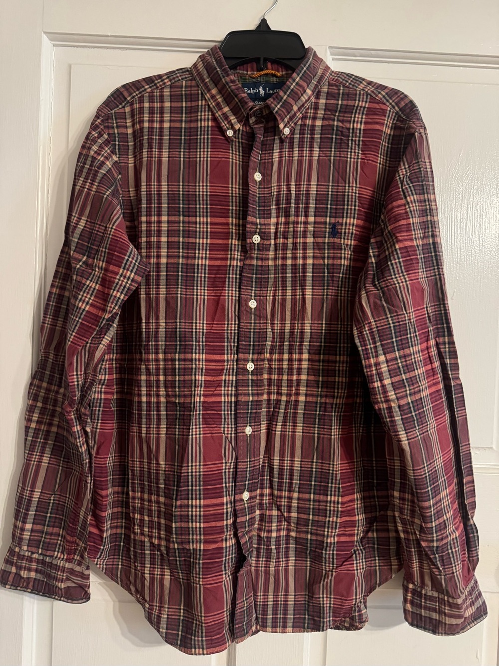 Ralph Lauren Men's Classic Fit Red Plaid Button-Down Shirt Size L
